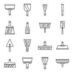 Poster - construction putty knife icons set. outline set of construction putty knife vector icons for web des
