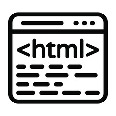 
Icon of html programming in solid editable design
