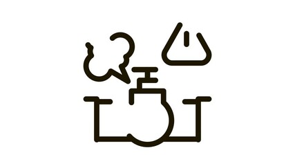 Poster - gas pipe break Icon Animation. black gas pipe break animated icon on white background