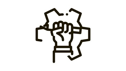 Poster - hand holding pencil Icon Animation. black hand holding pencil animated icon on white background