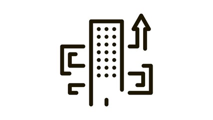 Sticker - skyscraper and growing arrow Icon Animation. black skyscraper and growing arrow animated icon on white background