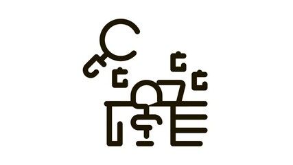 Poster - office workplace research Icon Animation. black office workplace research animated icon on white background