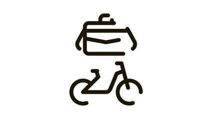Poster - office transportation bicycle and case Icon Animation. black office transportation bicycle and case animated icon on white background