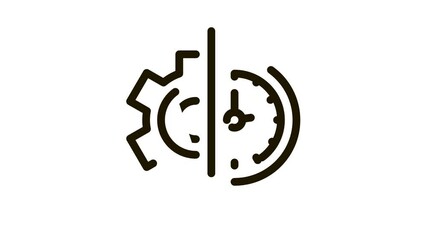Poster - office working time Icon Animation. black office working time animated icon on white background