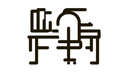 Poster - office workspace Icon Animation. black office workspace animated icon on white background