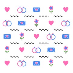 Aufkleber - Seamless wedding pattern design. Easy to edit with vector file. Can use for your background design. Especially about wedding day celebration.