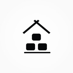 Poster - home icon on black background