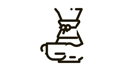 Sticker - coffee decanter cup Icon Animation. black coffee decanter cup animated icon on white background