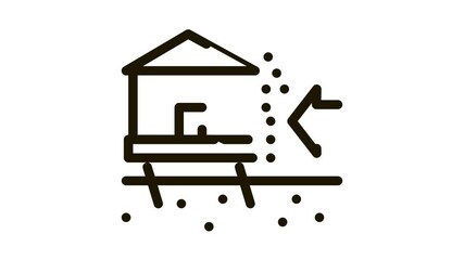 Canvas Print - house demolishes with wind Icon Animation. black house demolishes with wind animated icon on white background