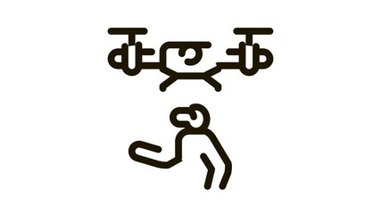 Poster - drone vr glasses remote controle Icon Animation. black drone vr glasses remote controle animated icon on white background