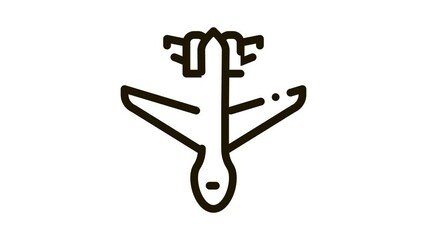 Poster - drone airplane Icon Animation. black drone airplane animated icon on white background