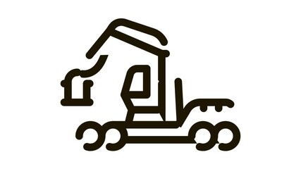 Wall Mural - logging industry machine Icon Animation. black logging industry machine animated icon on white background