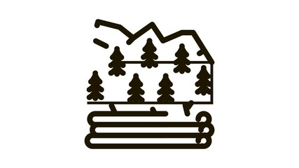 Poster - logging forest Icon Animation. black logging forest animated icon on white background