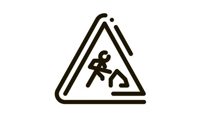 Poster - road repair mark Icon Animation. black road repair mark animated icon on white background