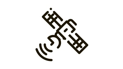 Poster - air navigation satellite Icon Animation. black air navigation satellite animated icon on white background