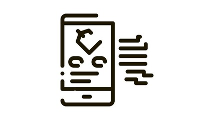 Poster - neuromarketing smartphone label app Icon Animation. black neuromarketing smartphone label app animated icon on white background