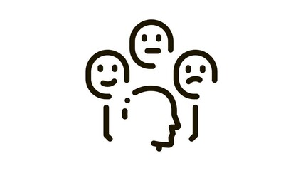 Poster - positive neutral negative human feedback Icon Animation. black positive neutral negative human feedback animated icon on white background