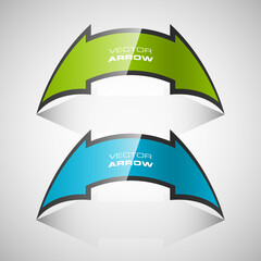 Aufkleber - Vector Arrow banners set. Direct shape. 3d Abstract Background. Business infographic presentation diagram. Section compare service. Up and down trend. Paper index. Exact pointer