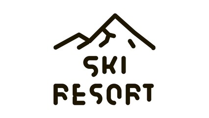 Wall Mural - ski resort Icon Animation. black ski resort animated icon on white background