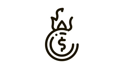 Poster - cash burning Icon Animation. black cash burning animated icon on white background