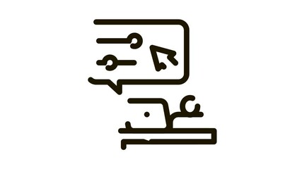 Fototapete - desktop movie maker Icon Animation. black desktop movie maker animated icon on white background