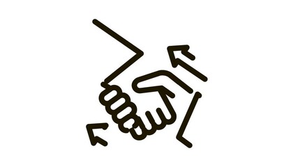 Poster - human handshake Icon Animation. black human handshake animated icon on white background