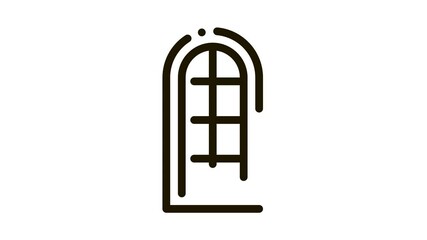 Sticker - arched window consisting of square glasses Icon Animation. black arched window consisting of square glasses animated icon on white background