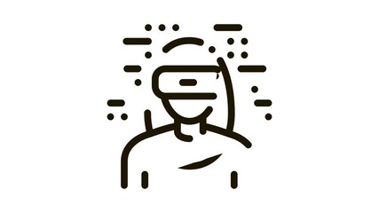 Poster - woman wearing virtual reality glasses Icon Animation. black woman wearing virtual reality glasses animated icon on white background