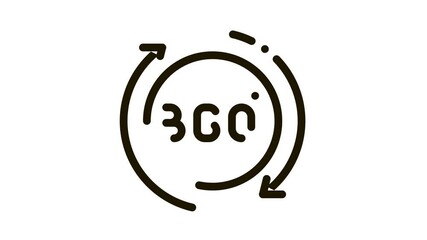 Poster - 360 degree view Icon Animation. black 360 degree view animated icon on white background