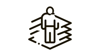 Poster - transfer of man into virtuality Icon Animation. black transfer of man into virtuality animated icon on white background