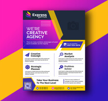 Business Marketing Agency Pink Blue And Orange Color Theme  Flyer Design