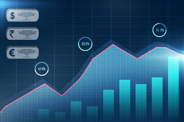 2d rendering Stock market online business concept. business Graph 