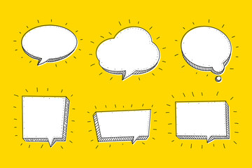 Poster - Speech Bubble set in Sketch hand drawn style. Space for quote and text. Vector illustration