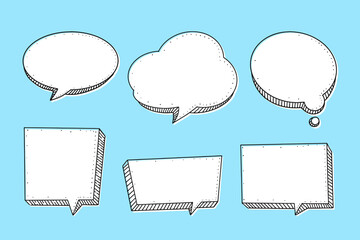 Poster - Speech Bubble set in Sketch hand drawn style. Space for quote and text. Vector illustration