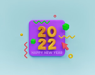Poster - 2022 3d numbers. new year concept. minimal design. 3d rendering