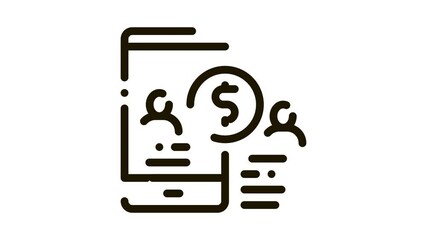 Canvas Print - transfer money to person via phone Icon Animation. black transfer money to person via phone animated icon on white background