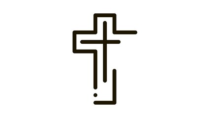 Sticker - view of golden cross Icon Animation. black view of golden cross animated icon on white background