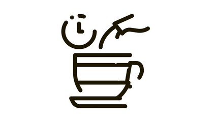 Sticker - tea standby time Icon Animation. black tea standby time animated icon on white background