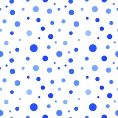Poster - Vector seamless template with blue dots and circles. Abstract illustration for business card design.
