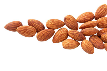 Wall Mural - almond raw many fly almond full macro shoot nuts healthy food ingredient on white isolated .Clipping path