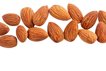 Wall Mural - almond raw many fly almond full macro shoot nuts healthy food ingredient on white isolated .Clipping path