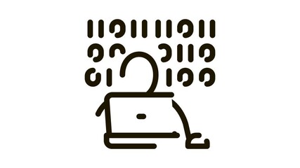 Poster - binary code Icon Animation. black binary code animated icon on white background