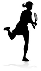 A tennis player woman silhouette sports person design element