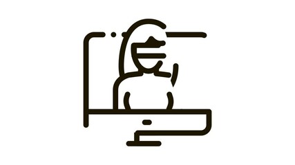 Poster - computer hacker Icon Animation. black computer hacker animated icon on white background
