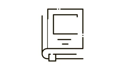 Poster - bookmarked book Icon Animation. black bookmarked book animated icon on white background