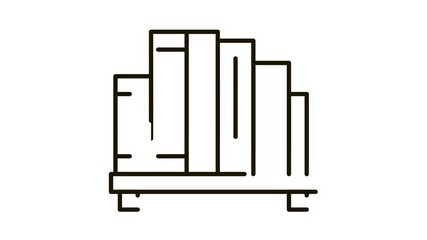 Poster - bookshelf Icon Animation. black bookshelf animated icon on white background