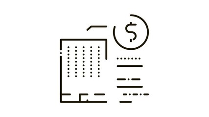 Fototapete - building cost Icon Animation. black building cost animated icon on white background