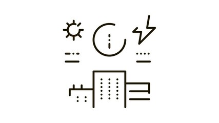 Fototapete - information about supply of electricity to house Icon Animation. black information about supply of electricity to house animated icon on white background