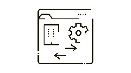 Fototapete - technical home folder Icon Animation. black technical home folder animated icon on white background