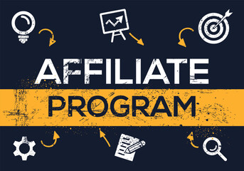 Creative (affiliate program) Banner Word with Icon ,Vector illustration.
